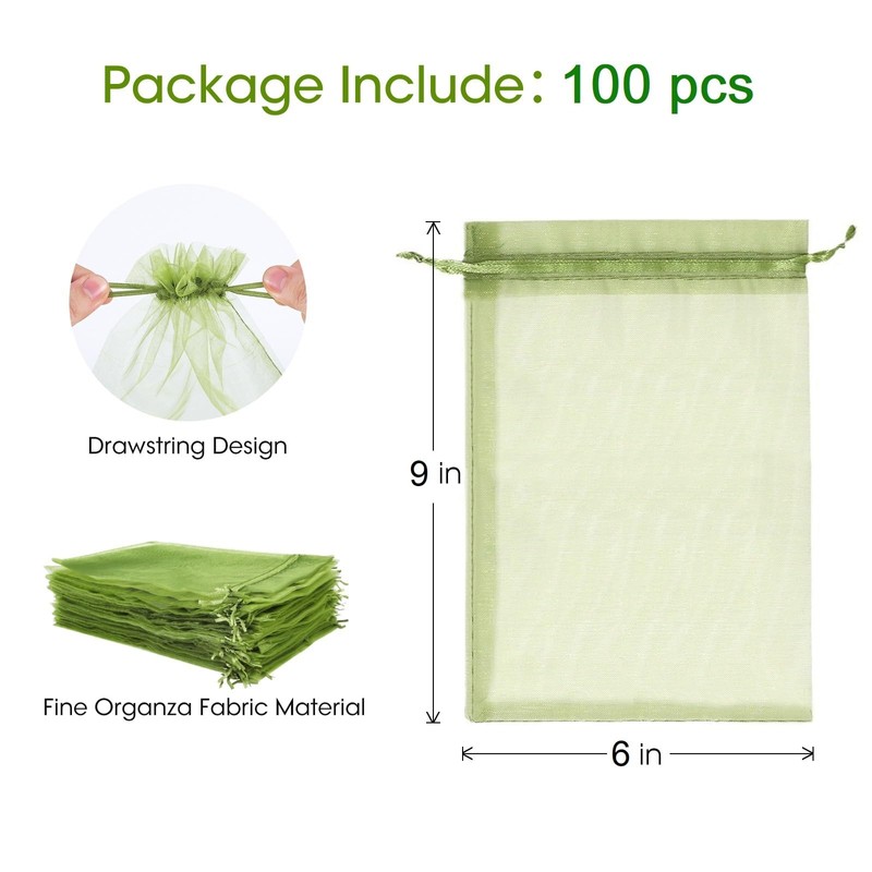 Kikhope 100pcs Fruit Protection Bags 6x9 inch, Fruit Netting Cover