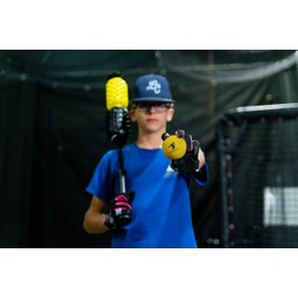 AERO-SWING Baseball & Softball Swing Trainer and 3 Durable Foam Balls Bat Swing Air Resistance, Baseball and Softball Training Tool, Batting Aid for Speed and Accuracy.- All Black-Blue Standard