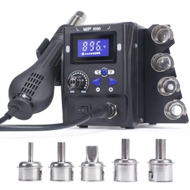 WEP 959D Hot Air SMD Soldering Rework Station with Quick-Change Nozzle System, Nozzle Holder, 5 Additional Nozzles, Adjustable Temperature, °C/°F Conversion and Buzzer Prompt