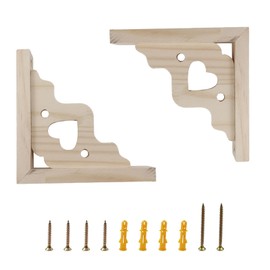 Antrader 2PCS Wooden Shelf Brackets,6" Wall Mount Natural Wood Bracket,Solid Bracket Shelf Supports Kits