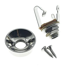 KAISH Nickel Brass American Thread Electric Guitar Jackplate Electrosocket Jack Plate with Brass Output Mono Jack and Screws for FD American/MIM Style Tele/Telecaster