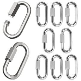 10 PCS Screw Quick Link Metal Carabiner Chain Connectors Heavy Duty D Shape Locking Clips for Outdoor Camping Climbing Fishing Hiking Traveling Accessories (M3.5)