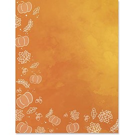 Paperdirect Splash of Fall Leaves Pumpkins Acorns Autumn Thanksgiving Theme Paper Stationery, Border Paper, Letterhead 8.5 x 11, 25 sheets, Elegant Premium Writing Paper Decorative Printer Paper