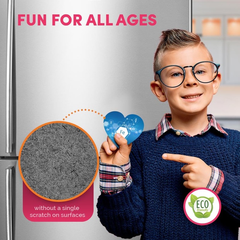 1x Heart MDF Magnet 6cm - Iron Element Fe Science