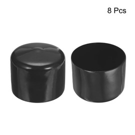 QUARKZMAN Pack of 8 Rubber End Caps 56 mm PVC Plastic Cap Protective Caps Cover Foot Caps for Chair Legs Table Legs Furniture Screws Bolts Thread Metal Rods Pipe Fence Posts Black