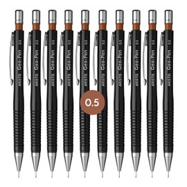 Aristo AR85005 Druckbleistift Geo Pen 0,50 mm (Ergonomisch gerillte Griffzone, gefederte Minenführung, Härtegrad Mine HB, integrierter Radiergummi) schwarz, 10 Stück
