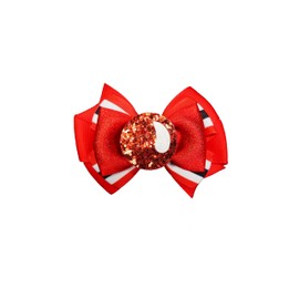 MeiMei Red Circle Spot Water Droplets Bauble Clown Nose Shape 3.25 inch Hair Bow Slide Barrette Alligator Hair Clip, Handmade Day Wear Hair Accessories, 1 Piece (Bauble, Double PW25 Bow, Clip)