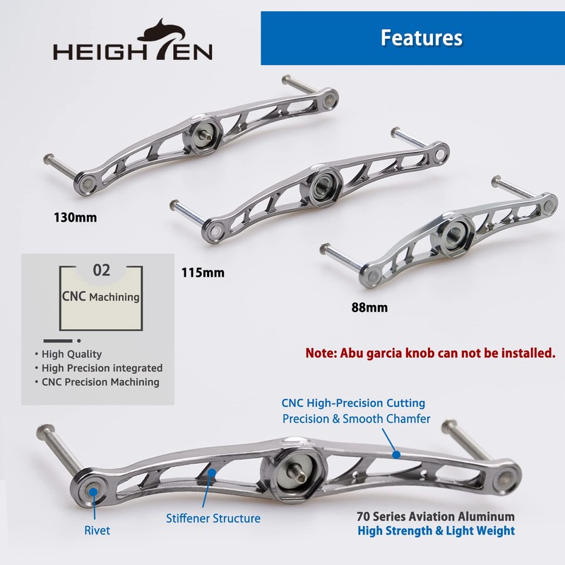 HEIGHTEN Fishing Reel Handle Without Knob for Shimano Daiwa Baitcasting