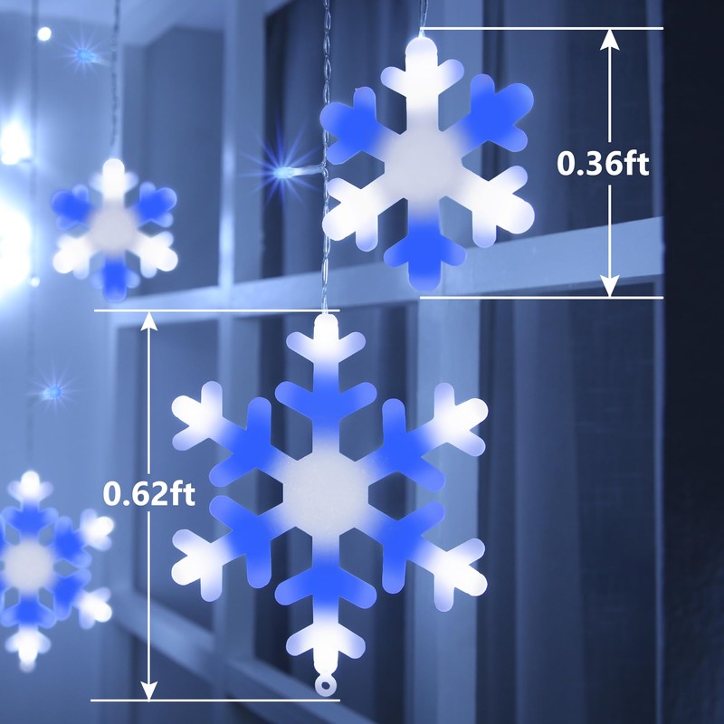 Toodour Christmas Snowflake Lights Outdoor, 17.22ft 264 LED Snowflake Icicle