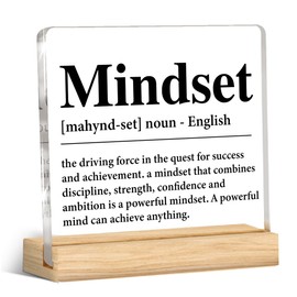Motivational Office Desk Decor Mindset Definition Acrylic Desk Decorative Sign, Inspirational Gifts for Coworkers Employees Colleagues