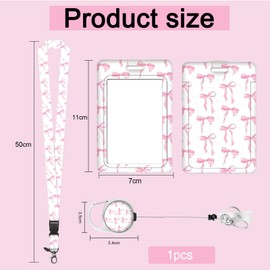 1 Pcs Pink Bow Pink Lanyard with Card Holder lanyards for Neck with Card Holder Cute Lanyard Clip Retractable Clip Retractable Suitable for Students, Teachers, and Office Workers