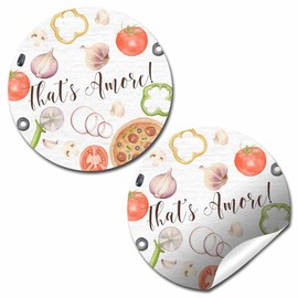 That's Amore Pizza Bridal Shower Stickers – 40ct 2" Italian Themed Party Favor Labels – Cute Circle Stickers by AmandaCreation