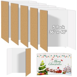 5 Pack Trifold Poster Board Bulk, 36" X 48" White Presentation Display Board, Large Tri Fold Poster Corrugated Cardboard for Displaying Photo, Science Fair, School Project, Event and Competition