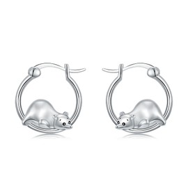 CRMAD Polar Bear Earrings for Women Sterling Silver Hoop Earrings Animal Jewelry Gift for Girls (polar bear)