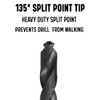 Drill America 1/4" High Speed Steel Heavy Duty Split Point