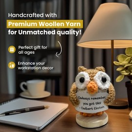 AltrEgo Emotional Support Positive Owlbert Einstein Crochet Toy, Handmade with Message Card | Anniversary Birthday Gratitude Couple Mini, Décor, Inspirational Motivational Funny
