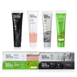 Ecodenta - Expert Toothpaste Set of 4 - Toothpaste with Activated Carbon & Toothpaste Organic - For Sensitive Teeth and Gums - Complete Oral Care Set