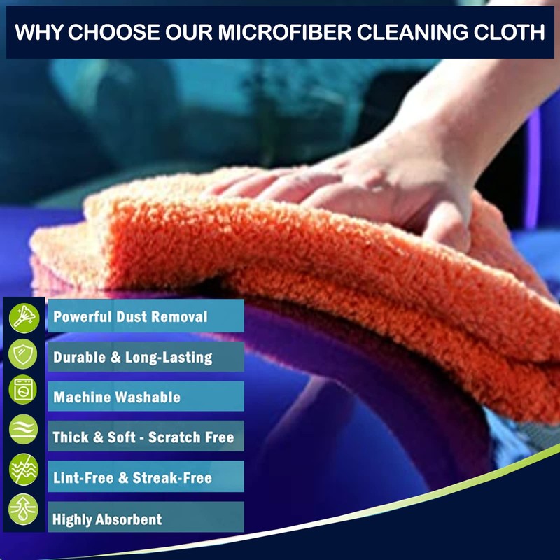 Auronna 600GSM Edgeless Microfiber Cleaning Cloths - Super Absorbent And