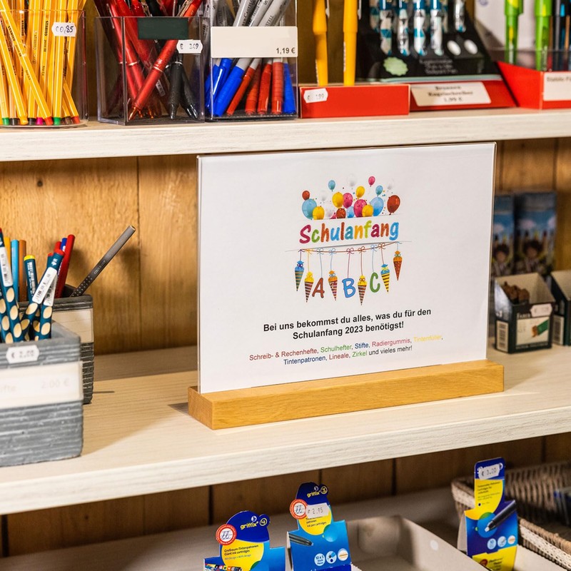 HMF 46945 Acrylic Table Stand with Wooden Base DIN A4