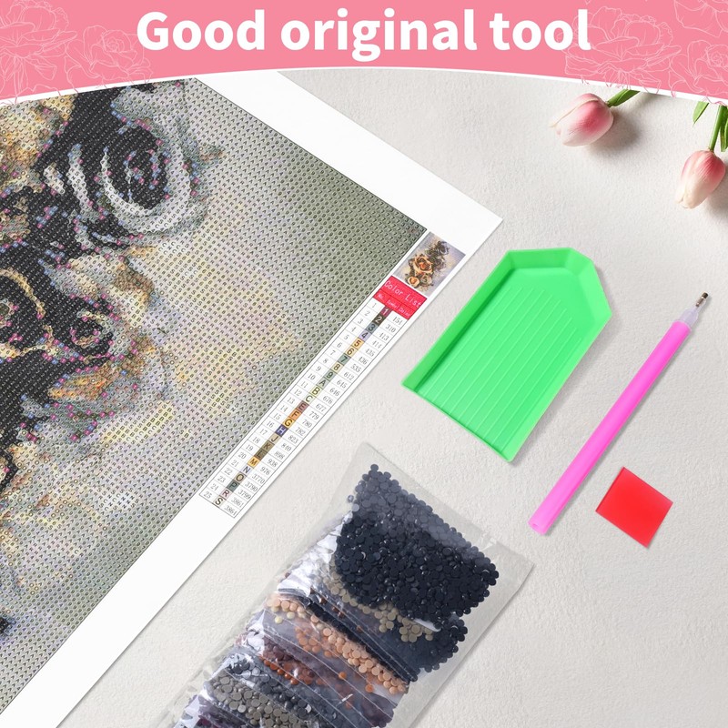 Diamond Art Kit: Black Gold Rose - 5D Full Drill