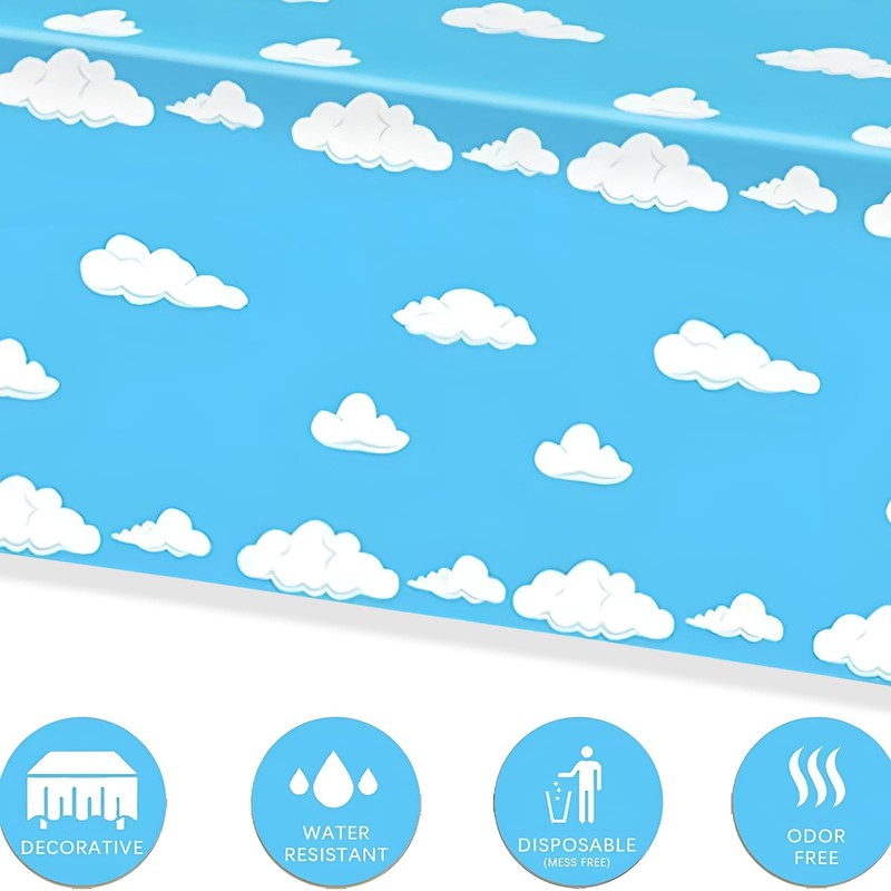 Cloud Party Table Decoration, Children's Blue Cloud Theme Tablecloth,Suitable for