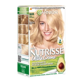 Garnier Nutrisse Permanent Care Hair Colour with Nourishing Fruit Oils, Colouration with 8 Weeks Hold, Ultra Cream Tint, 9.03 Light Natural Blonde