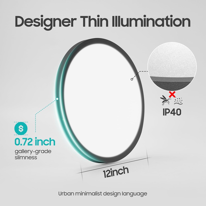 YELIOLED 6 Pack 12 Inch LED Flush Mount Ceiling Light,