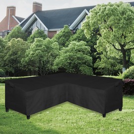 Easy-Going Patio V-Shaped Sectional Sofa Cover, Heavy Duty Outdoor Sectional Cover, Waterproof Furniture Cover with Air Vent 85" L (on Each Side) x 33.5" D x 31" H, Black