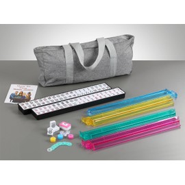 usamjtable 166 Tiles American Mahjong Set Soft Bag 4 All in One Color Pushers Racks Combo Easy Carry (Gray)