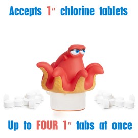 WQTHE Octopus Chlorine Floater for 1" Tab ONLY, Mini Floating Pool Chlorine Dispenser