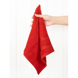 American Soft Linen - Juego de 4 paños de lujo para baño, 100% algodón turco, paños suaves de 13 x 13 pulgadas para cuerpo y cara, trapos de lavado para cocina, paños de bebé, paños rojos