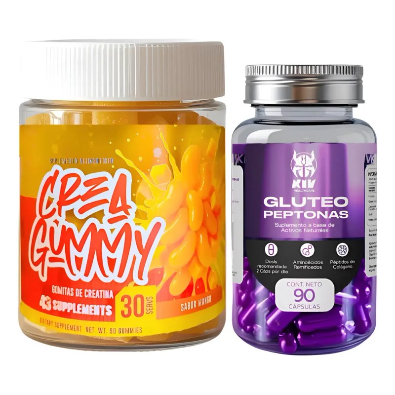 Creatina En Gomitas Mango Glúteo Peptonas Kiv 90 Cáps