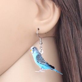 Bonsny Acrylic Drop Dangle Long-tailed Parakeet Parrot Earrings Jewelry For Women Gift Charms accessories (Turquoise)