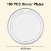 BESTSTAR 100PCS White Plastic Plates for Party, 10.25 Inch Disposable