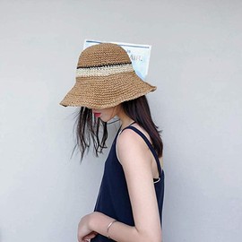WITERY Trendy Women's Sun Hat Summer Straw Cap for Women Adjustable Summer Panama Fedora Wide Brim UPF 50+ Foldable Straw Beach Hat for Walking Fishing Travelling Khaki