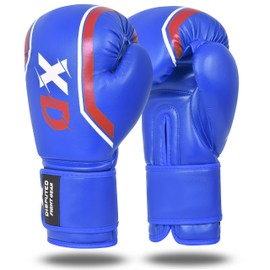 X Disputed Adult Boxing Gloves MMAMuay Thai Kickboxing Training Sparring Gloves Durable Sythetic Leather Punching Mitts Gloves (Blue, 8 oz)
