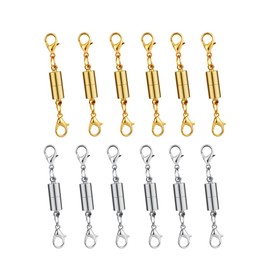 Dsmile Pack of 12pcs Gold Color and Silver Color Magnetic Lobster Clasp for Jewelry Necklace Bracelet