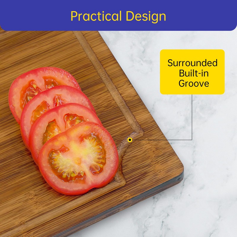 welsteepse Bamboo Cutting Boards, (Set of 3) with Juice Groove,