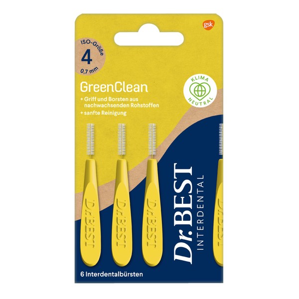 Dr.BEST GreenClean Interdental, Size 4, Pack of 6 Interdental Brushes