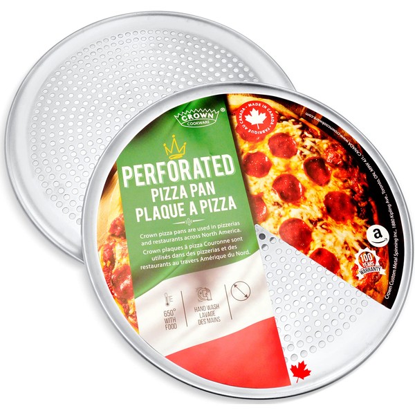 Crown Pizza Pan with Holes 12 inch, 2 Pack, Sturdy,