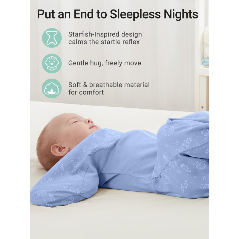 GROWNSY Transitional Swaddle Sleep Sack 3-6 Months, Starfish Design Baby