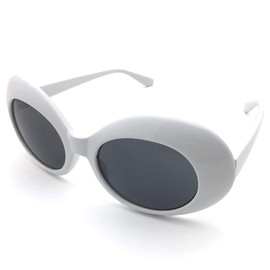 Grunge Round Sunglasses, Oval Large, Big Frame, white