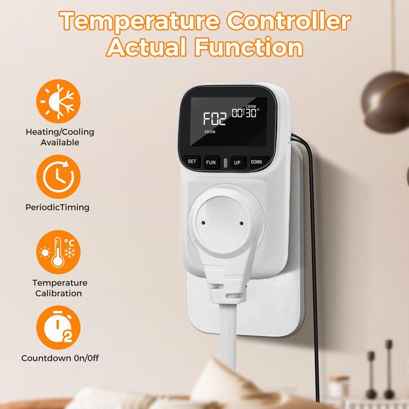 Diymore Digital Thermostat Temperature Controller Outlet,Plug in Thermostat for Heater