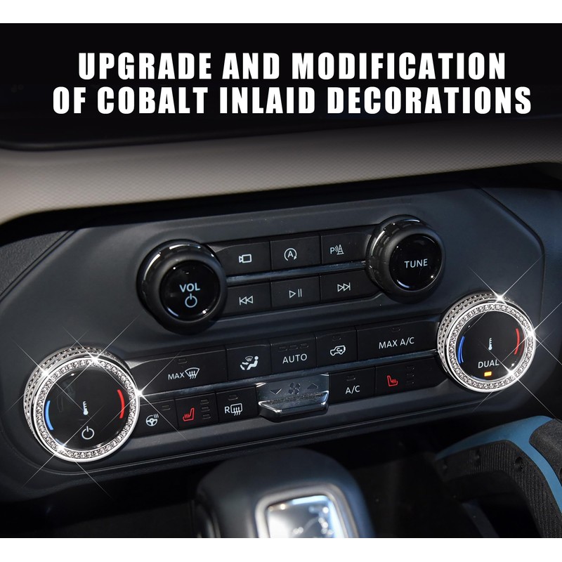 CONGCONG Bling AC Air Conditioning Knob Cover Crystal Accessories 2Pcs