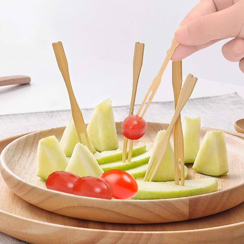 Yeenano Pack of 200 Bamboo Fruit Forks for Party, Finger