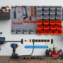 CCCEI 12 Gauge Heavy Duty Power Strip Surge Protector 4800J, 20 Amp 6 Plug Industrial Shop Garage Metal Multiple Outlets, 10 FT Extension Cord 5-15P Adapter High Amp 6-20R T-Slot 20a for Appliance.