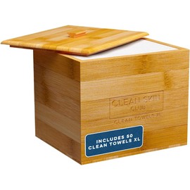 CLEAN SKIN CLUB Luxe Bamboo Box con Funda Y Toallas Xl, Toalla Facial, Toallitas Secas Desmaquillantes Desechables, Lavado Facial 50 Unidades (Paquete de 1)