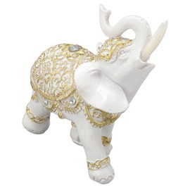 Elephant Decor, Elephant Statue Elephant Gifts for Women White Color Cute Lucky Elephant Sculpture Decorative Elephants Statue for Entryway Bookshelf Computer Desk Home Decoration (L) (M)