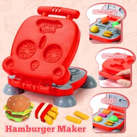 SOCBTNSO 4 in 1 Dough Sets for Kids Ages 4-8, Dough Tools Kit with Ice Cream Noodle Hamburger Maker Machine, Dessert Rack Kitchen Creations Art Crafts Food Play Toys for Boys Girls Toddlers Ages 3+