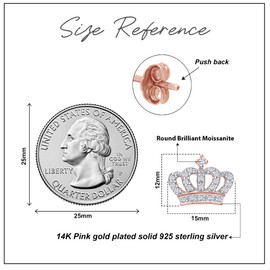 Princess Crown Studs Lab Created Moissanite Crown Earring for Women In 14K Yellow Gold Plated Sterling Silver (0.40 Cttw)